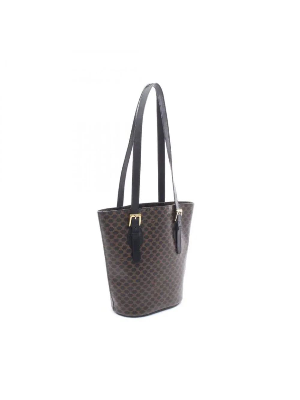 Celine Tote Macadam Black Dark Brown Canvas Leather - Picture 2 of 7